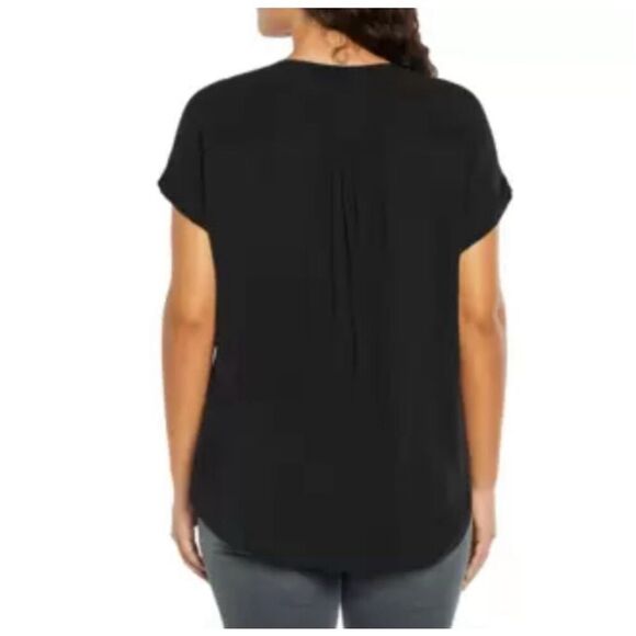 New ORVIS Women’s Blouse XXL V-neck Button Front Dolman Sleeve Black Crepe NWT - Picture 3 of 5